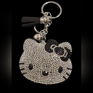 Hello Kitty Black Rhinestone Bag Charm Keychain